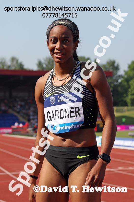 English Gardner (USA) winner of the womens 100 metres final, IAAF Diamond League, Birmingham. Photo: David T. Hewitson/Sports for All Picss